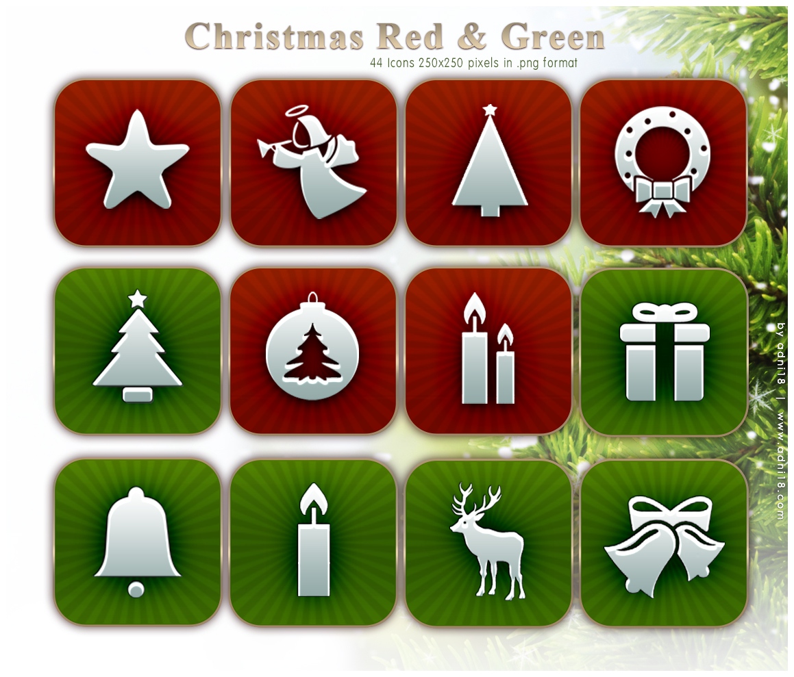CHRISTMAS ICONS RED and GREEN