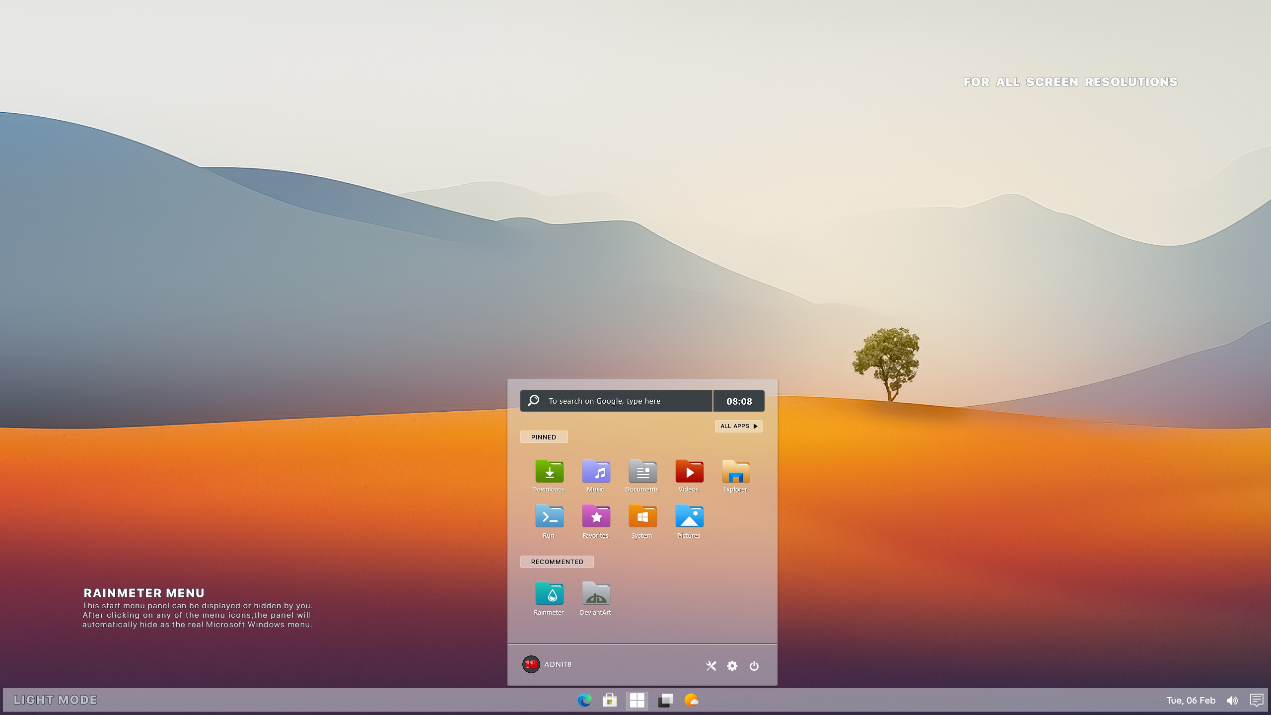 RAINMETER MENU (LIGHT MODE) (Suite)