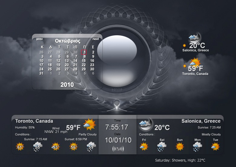 Double Weather and Calendar [ Gadget ]