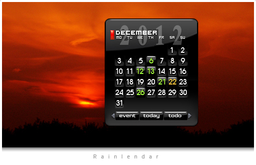 Black Light Calendar - [ Rainlendar Skin ]